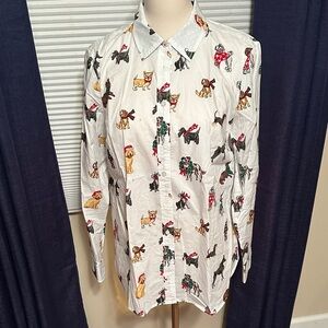 Women’s Talbots White Blouse with Dog Print